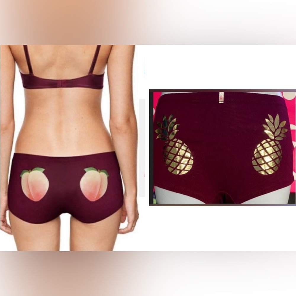 2 PINK Victoria’s Secret boyshort panties bundle pink Panties shortie pineapple